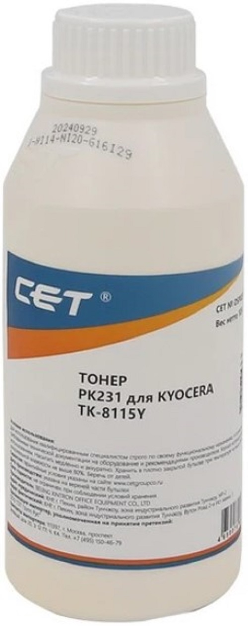 

Тонер CET OSP0231Y-105 для KYOCERA ECOSYS M8124cidn/8130cidn Yellow (PK231) 105г/бут, (унив.) (TK-8115Y) Japan, OSP0231Y-105