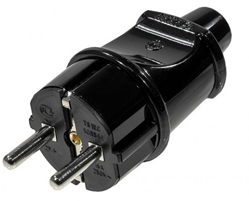 

Вилка Makel 10052 с заземлением черная, 10052