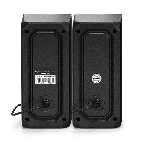 

Акустическая система 2.0 Exegate Accord 230 EX289687RUS USB, BT, 2х3Вт (6Вт RMS), 60-20000Гц, цвет черный, RGB подсветка, Color Box, Accord 230