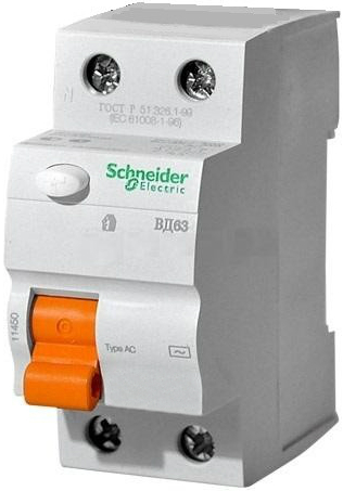 

Выключатель Schneider Electric 11454 дифференциального тока (УЗО) 2п 16А 10мА ВД63 АС (серия "Домовой"), 11454