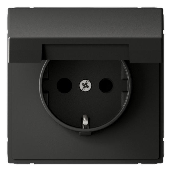 

Розетка с заземлением Systeme Electric GAL001446 ArtGallery со шторками с крышкой, 16А, IP20, механизм, Базальт, GAL001446