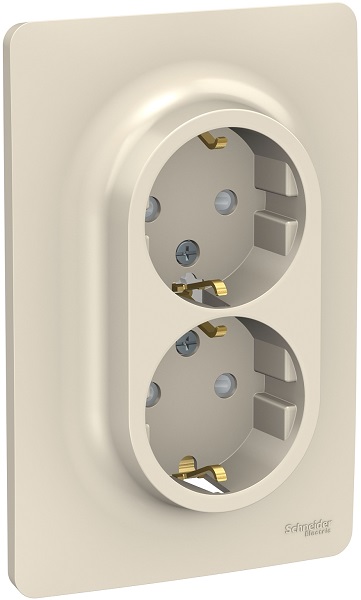 

Розетка Schneider Electric NU206744 UnicaNew, беж, с/з двойная, со шторками, винт. Зажим, NU206744