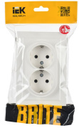 фото Розетка двухместная с заземлением в сборе  IEK SK-R21-16-K01-F