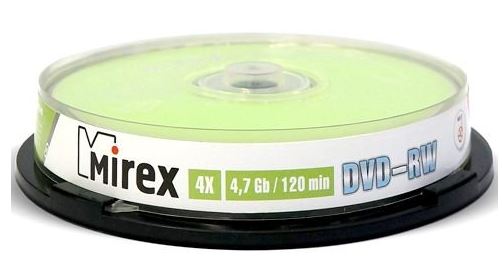 

Диск DVD-RW Mirex 202578 4.7 Gb, 4x, Cake Box, 10шт, 202578