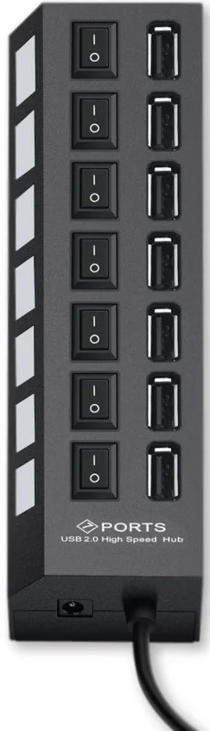 

Разветвитель USB 2.0 Gembird UHB-U2P7-01 7хUSB, с доп. питанием, подсветка и выключатели, кабель USB 55см, черный, коробка, UHB-U2P7-01