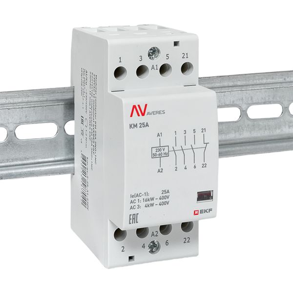 

Контактор модульный EKF km-av-2-25-31-230V КМ 25А 3NO+1NC 230VAC (2 мод.) AVERES, km-av-2-25-31-230V