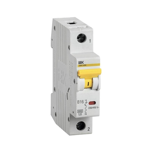 

Автоматический выключатель модульный IEK MVA31-1-016-B KARAT ВА47-60M 1Р 16А 6кА B, MVA31-1-016-B