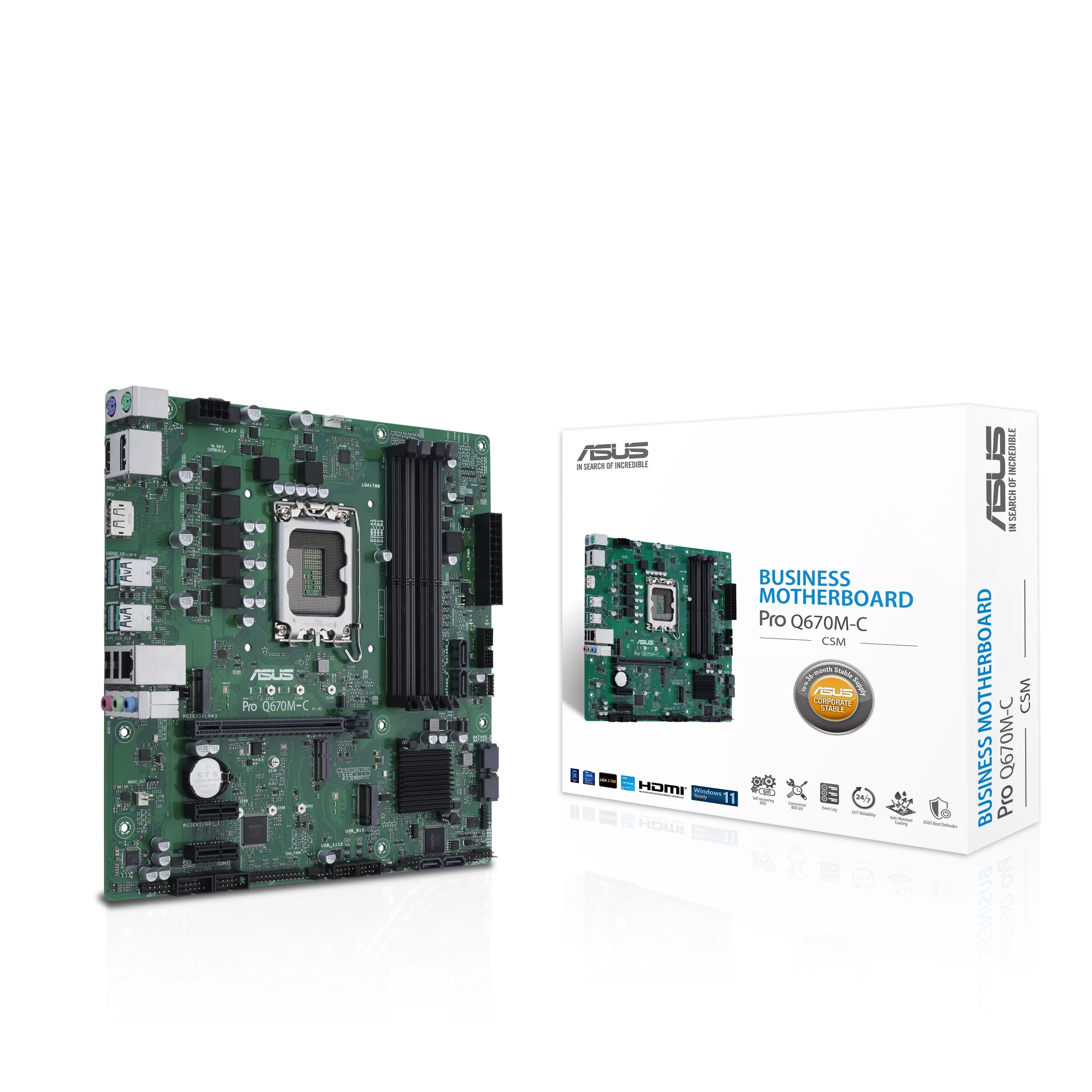 

Материнская плата mATX ASUS Pro Q670M-C-CSM (LGA1700, Q670, 4*DDR5(4800), 6*SATA 6Gb/s, 2*M.2, 3*PCIE, Glan, 7.1CH, 4*USB 3.2, 2*DP, HDMI), Pro Q670M-C-CSM