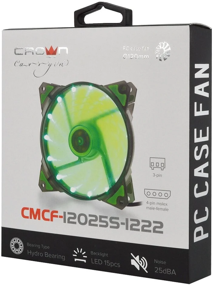

Вентилятор для корпуса Crown CMCF-12025S-1222 CM000002225 (120*120*25мм, 1650rpm, 60CFM, 28dBA, 3pin), CMCF-12025S-1222