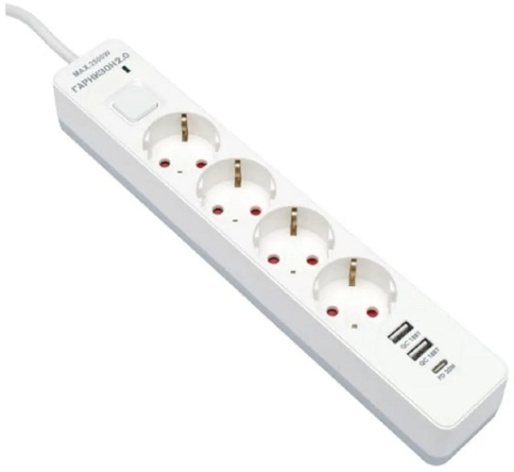 фото Сетевой фильтр Гарнизон EPS-OP-4-CU2-W-2 в Челябинске