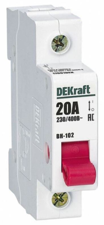 

Выключатель-разъединитель DEKraft 17001DEK 1Р 20А ВН-102, 17001DEK