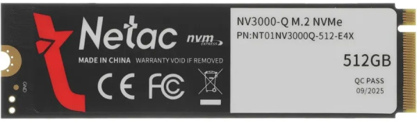 фото SSD накопитель 512 ГБ Netac NT01NV3000Q-512-E4X, PCIe 3.0 x4, [NT01NV3000Q-512-E4X] в Санкт-Петербургe