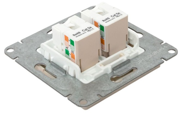 фото Розетка компьютерная двойная EKF UP1-SOI-2RJ45-5