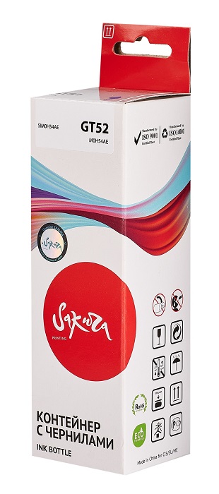 

Чернила Sakura M0H54AE (№GT52 Cyan) для HP Ink Tank 115/310/315/318/319, Ink Tank Wireless 410/415/416/418/419, DeskJet GT 5810/5820/5812/5822, водора, M0H54AE (№GT52 Cyan)