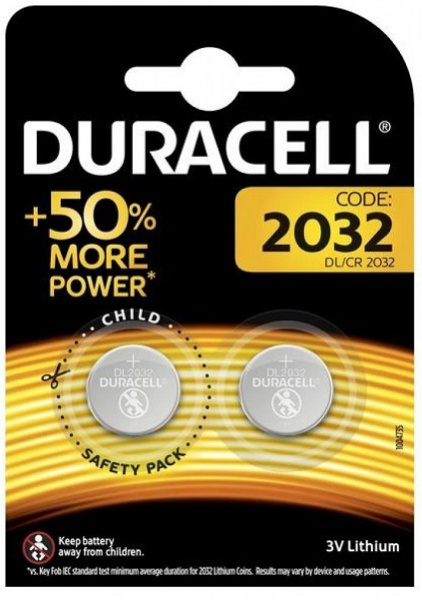 Изображение товара Батарейка Duracell CR2032 литиевая таблетка 3 В 2 шт
