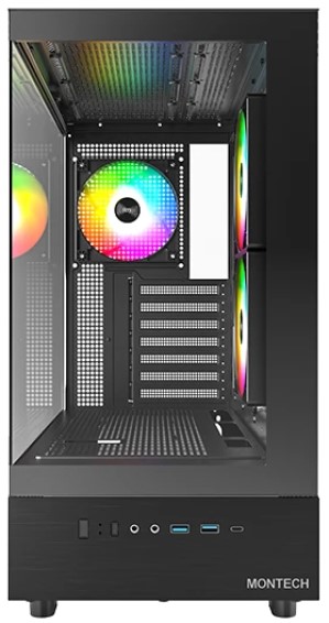 

Корпус ATX Montech XR Black без БП, боковя и фронтальная панель из закалённого стекла, 2*USB 3.0, USB Type-C, XR Black