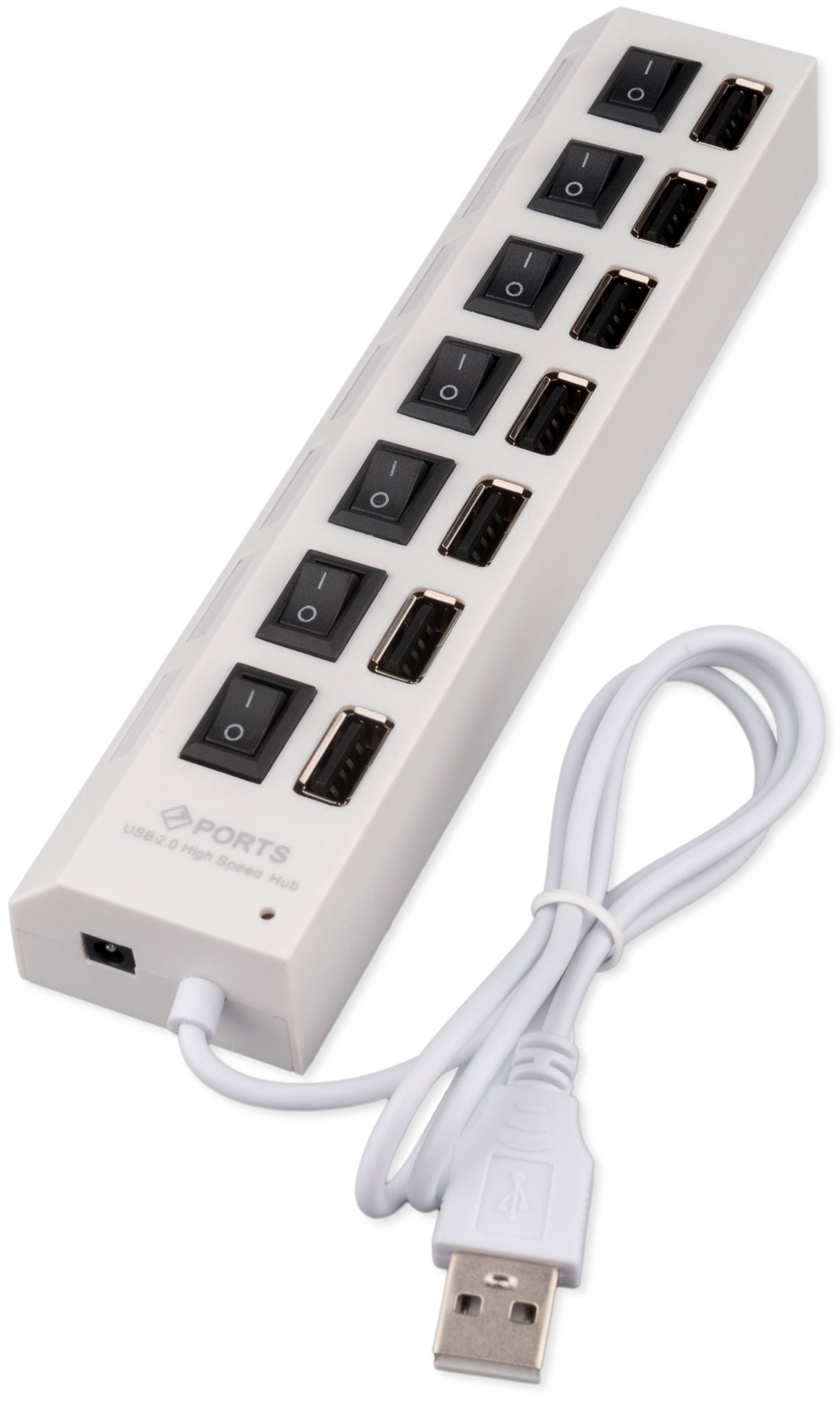 

Разветвитель Gembird UHB-U2P7-01W USB2.0,, 7хUSB, с доп.питанием, подсв и выкл, кабель USB 55см, белый, коробка, UHB-U2P7-01W