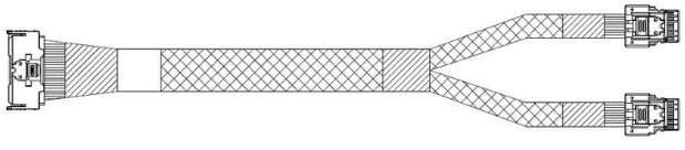 

Кабель JPC P7332DN11000-1 MCIO x8 74P (прямой Straight Type)-to-2*Slimline SAS x4 38P (SFF8654, прямой Straight Type), 100cm, P7332DN11000-1