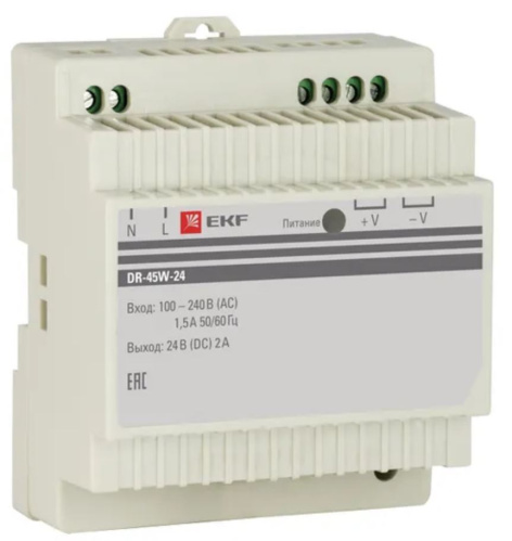 Изображение товара Блок питания EKF DR-45W-24 для автоматизации и промышленности