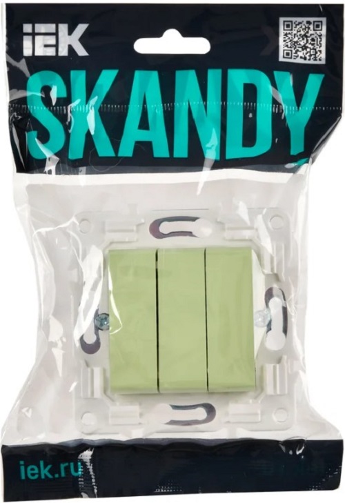 

Выключатель трехклавишный IEK SK-V30-0-10-K06 SKANDY 10А SK-V11M мятный, SK-V30-0-10-K06