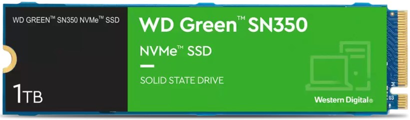 

Накопитель SSD M.2 2280 Western Digital WDS100T3G0C SN350 Green NVMe 1TB QLC 3200/2500MB/s 300K/400K IOPS MTBF 1M, WDS100T3G0C
