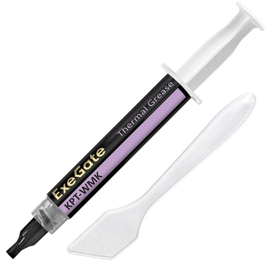 

Термопаста Exegate KPT-WMK EX293377RUS (0,8 Вт/(м•К), 3г, шприц с лопаткой), KPT-WMK