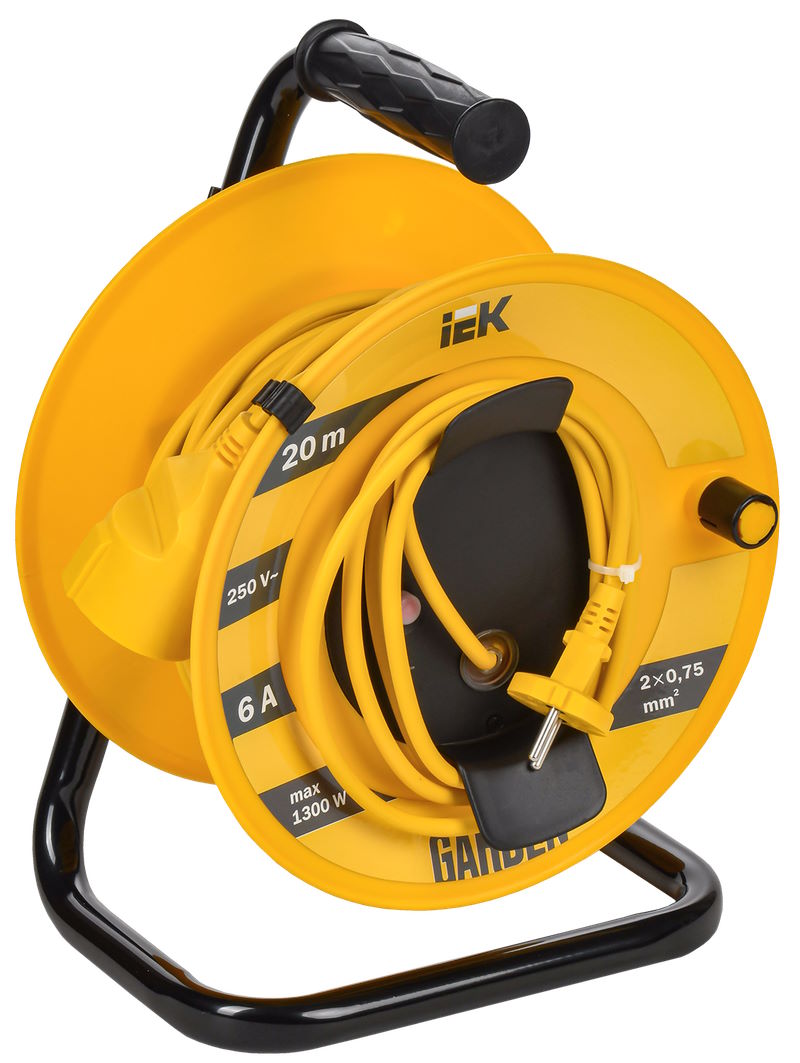 

Удлинитель на катушке IEK GD-KP40-06-01-20 GARDEN УК20 1 место без заземления 2х0,75мм2 20м, GD-KP40-06-01-20
