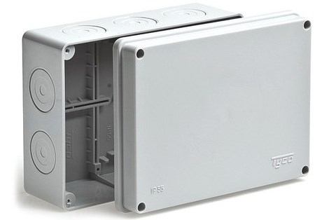 

Коробка распределительная TYCO 67058 наружная (для открытого монтажа) 150х110x90 IP55 без вводов, 67058