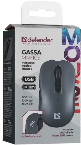 фото Мышь Wireless Defender Gassa MM-105 Grey в Уфе