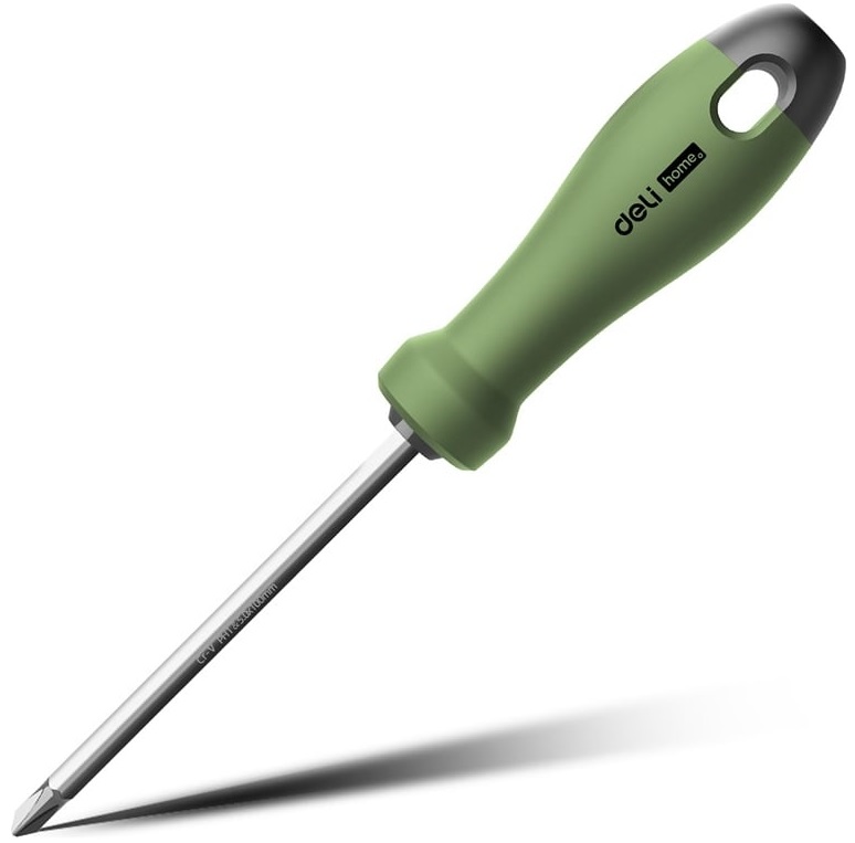 

Отвертка Deli HT1055L Home Series Green SL5+PH1, длина жала 100мм, HT1055L