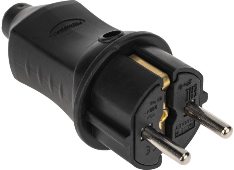 

Вилка PROconnect 111-001-4 прямая влагозащищенная 2P+PE 230V, 16 А,IP44 каучук, 111-001-4