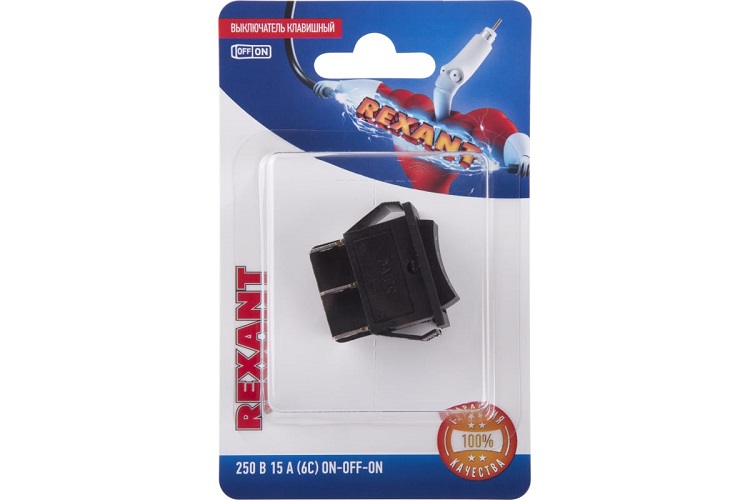 

Переключатель Rexant 06-0308-B клавишный 250V 15А (6с) ON-OFF-ON черный с нейтралью (RWB-508, SC-767), 06-0308-B
