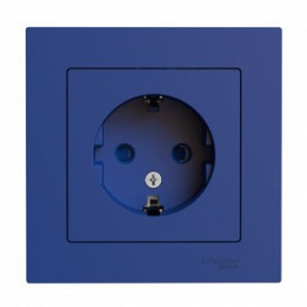 

Розетка с заземлением Systeme Electric ATN001144 AtlasDesign со шторками, 16А, в сборе, Аквамарин, ATN001144