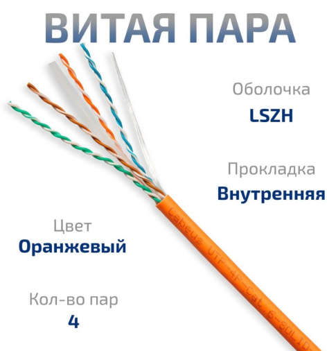 фото Кабель витая пара U/UTP 6 кат. 4 пары Cabeus UTP-4P-Cat.6-SOLID-LSZH-100 в Воронеже
