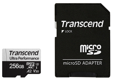 

Карта памяти 256GB Transcend TS256GUSD340S UHS-I U3 microSDXC, A2 Ultra Performance R/W:160/125 MB/s, адаптер, TS256GUSD340S