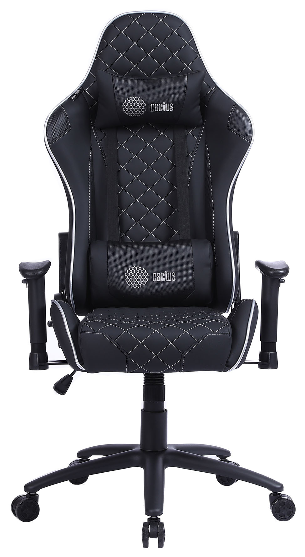 Кресло Cactus CS-CHR-030BLS игровое, черный/серебряный эко.кожа металл