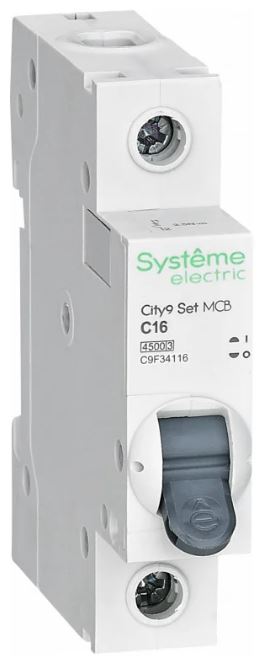 

Автоматический выключатель Systeme Electric C9F34116 City9 Set С 16А 1P 4.5kA 230В, C9F34116