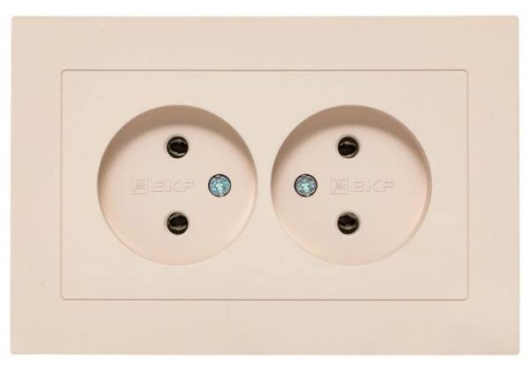фото Розетка двухместная без заземления в сборе EKF UP1-SOI-200 в Воронеже