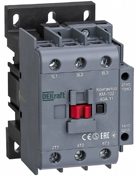 

Контактор DEKraft 22319DEK 40А 48В АС3 АС4 1НО+1НЗ КМ-102, 22319DEK