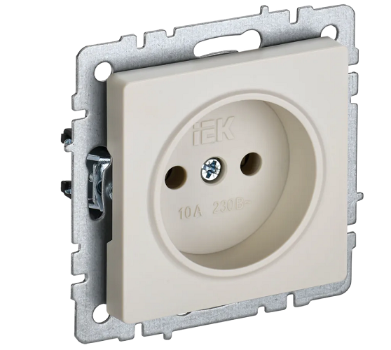 

Розетка IEK BR-R10-10-K10 BRITE РС10-1-0-БрКр 10А без заземл. без защ. шторок бежевая, BR-R10-10-K10