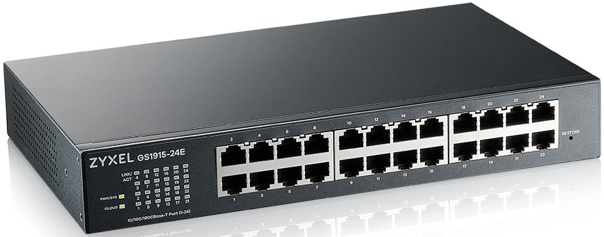 

Коммутатор управляемый ZYXEL Smart L2 GS1915-24E-EU0101F Smart L2, NebulaFlex, rack 19", 24*GE, бесшумный (без вентилятора), автономное/облачное управ, Smart L2