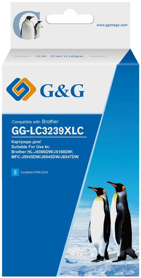

Картридж G&G GG-LC3239XLC струйный голубой (52мл) для Brother HL-J6000DW/J6100DW, GG-LC3239XLC