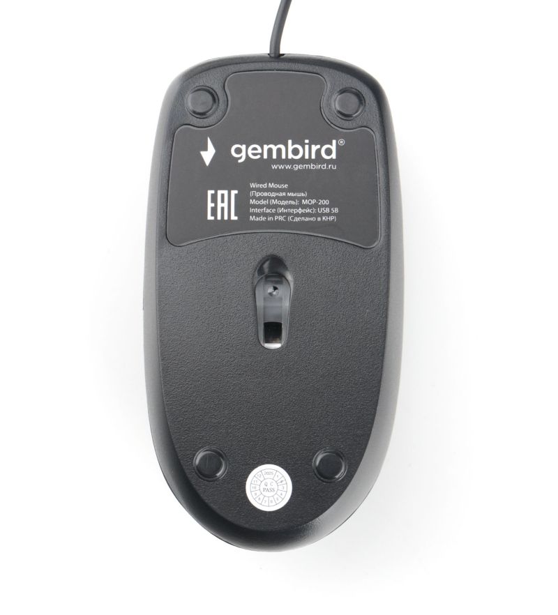 

Мышь Gembird MOP-200 проводная бесшумная, 3кн, 1000 DPI, 1.8м, черный, коробка, MOP-200