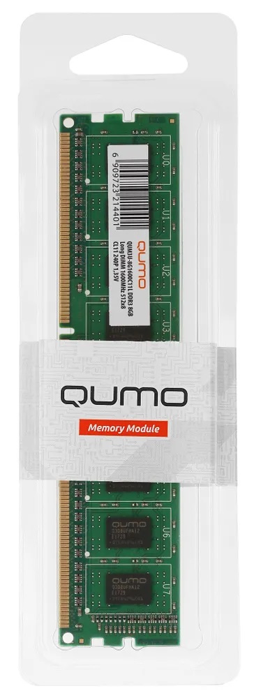 

Модуль памяти DDR3 8GB Qumo QUM3U-8G1600C11L PC3-12800 1600MHz CL11 1.35V, QUM3U-8G1600C11L