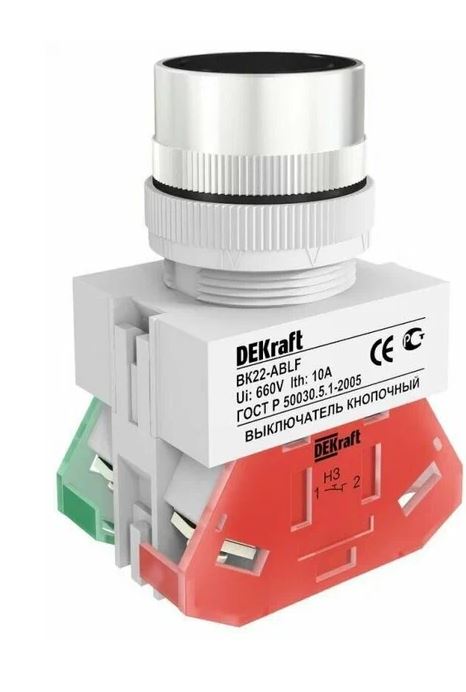 

Выключатель DEKraft 25012DEK кноп. ABLF D22 ЧЕРНЫЙ 220В ВK-22, 25012DEK