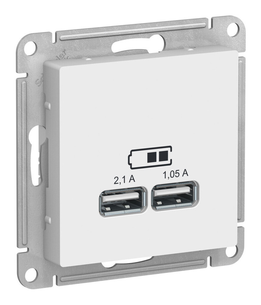 

Розетка USB Systeme Electric ATN001333 AtlasDesign A+A, 5В/2,1 А, 2х5В/1,05 А, механизм, лотос, ATN001333
