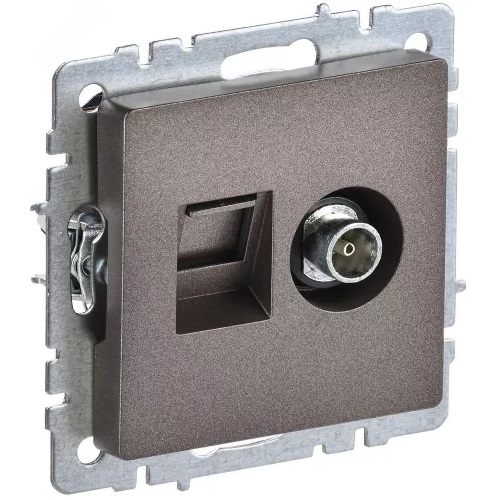

Розетка комбинированная IEK BR-AK20-1-K45 BRITE TV+RJ45 кат.5E РТВ/РК12-БрТБ Бронза, BR-AK20-1-K45
