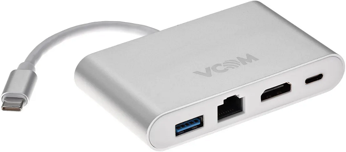 

Кабель-адаптер VCOM CU455 USB 3.1 Type-C (M)-HDMI, USB 3.0, RJ45, PD charging, CU455