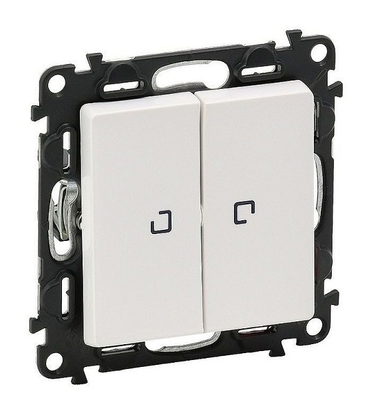 

Переключатель Legrand 752409 Valena LIFE - двухклавишный 10АХ 250В с подсветкой, с лицевой панелью, белый, 752409