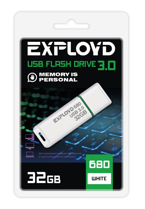 

Накопитель USB 3.0 32GB Exployd EX-32GB-680-White 680 белый, EX-32GB-680-White